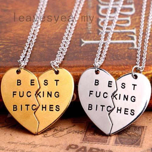 2 vòng cổ tình bạn mặt trái tim ghép đôi khắc chữ best friend forever độc đáo