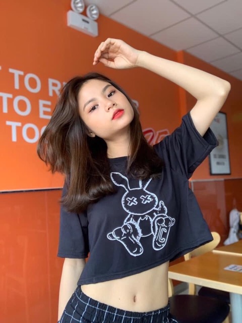 Áo Croptop Form Rộng Thỏ Ảnh Thật