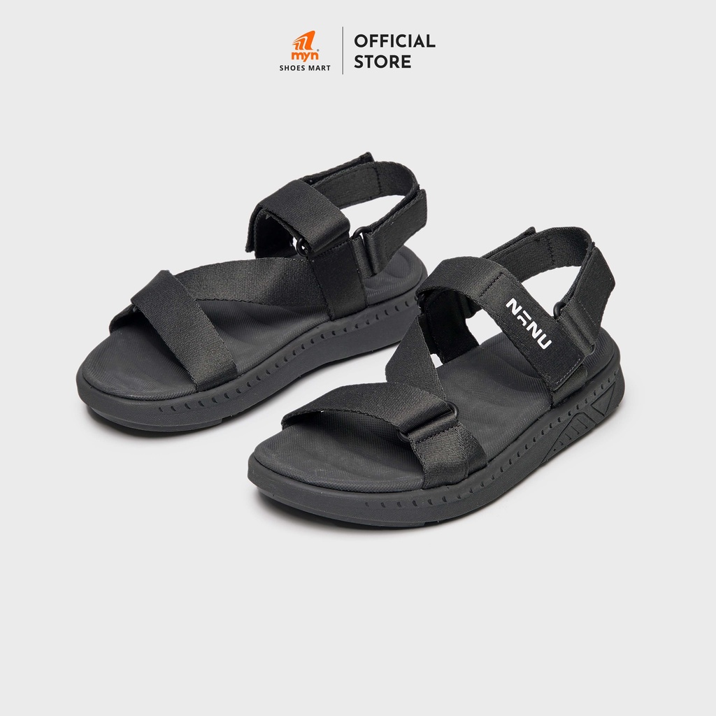 Sandal Nanu quai chéo Nanu 08 All Black quai sau tháo rời đế EVA phylon