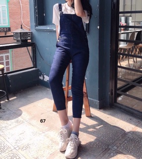 Yếm jean dài co giãn vải xước