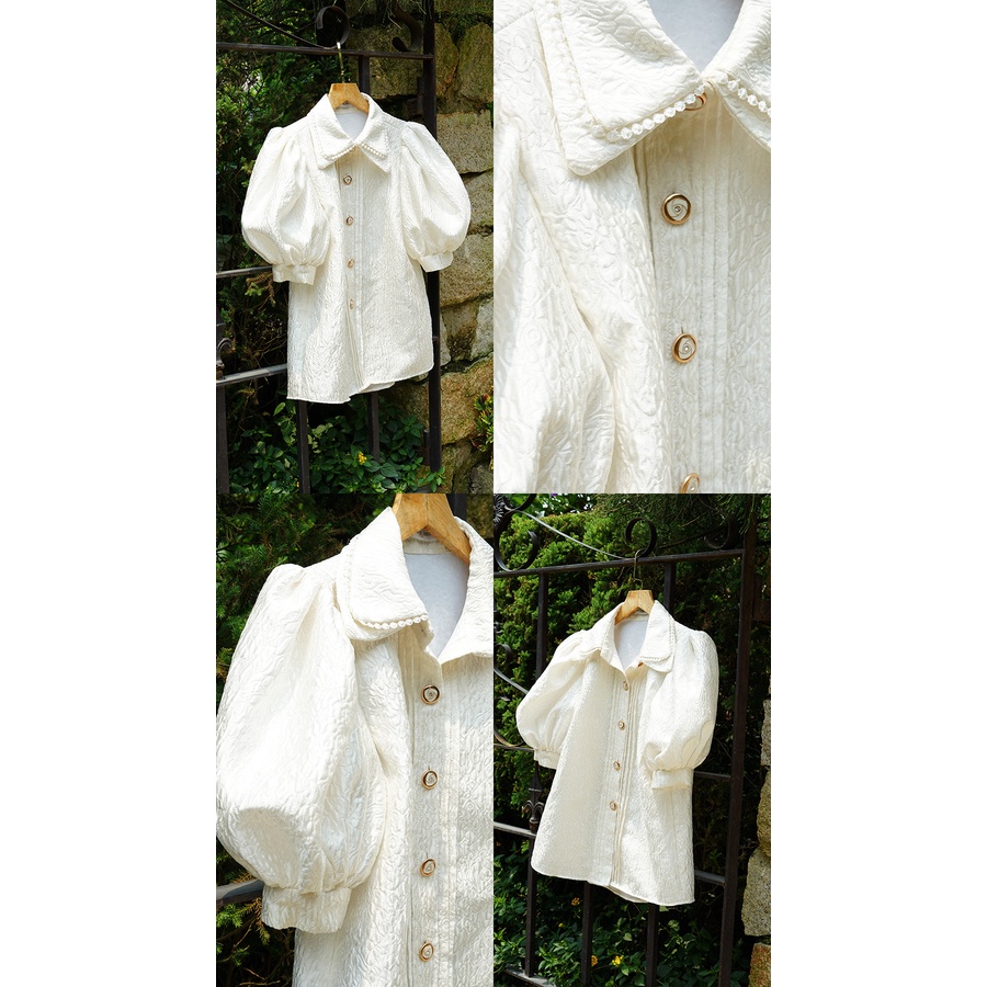 DARLING.ISM - Áo kiểu nữ tay phồng hai cổ Rosa shirt vải gấm