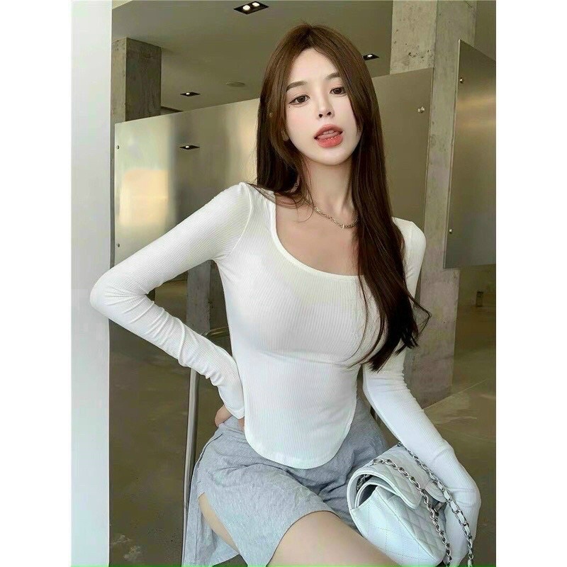 A5290 áo tay dài cổ U vạt bầu ullzzang
