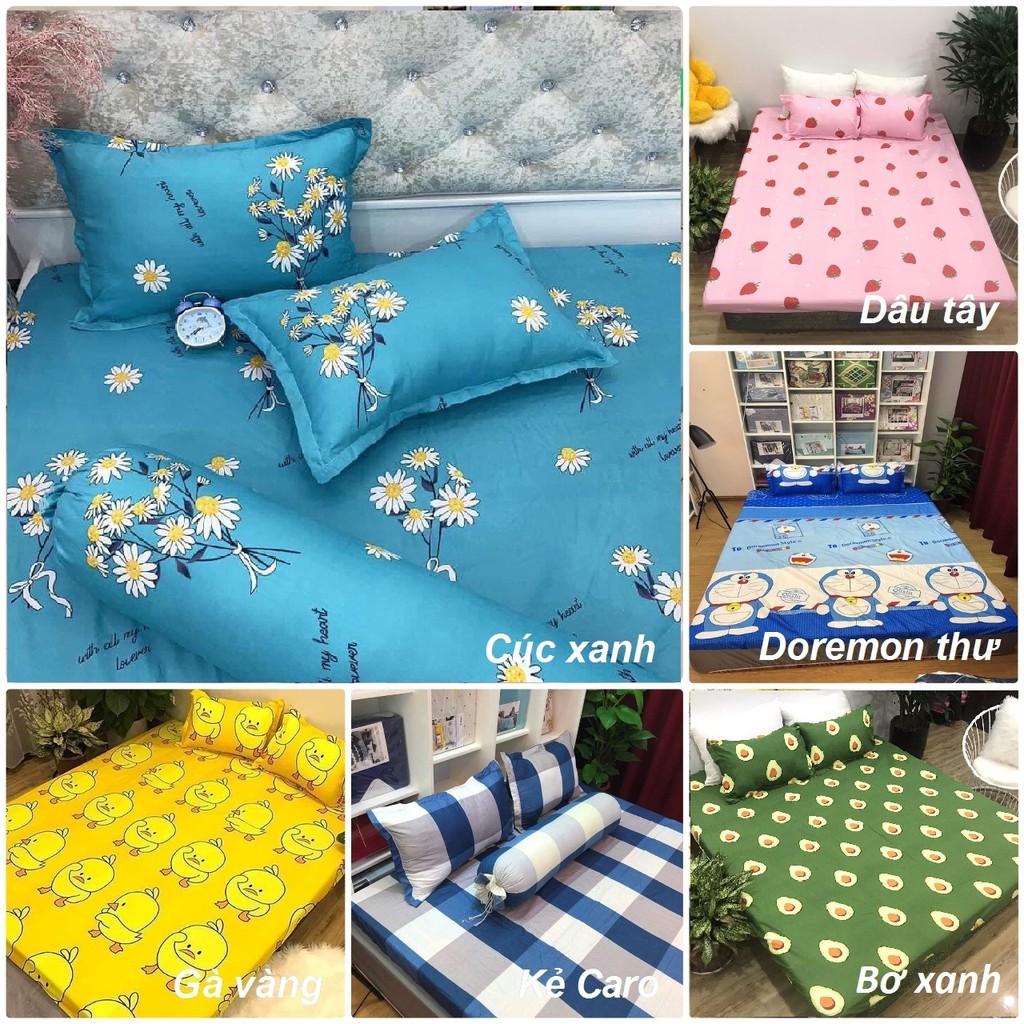 Bộ ga gối poly cotton hàng đẹp full size ga giường bọc đệm m2 m6 m8 2m2 kèm vỏ gối nằm 45x65 | BigBuy360 - bigbuy360.vn