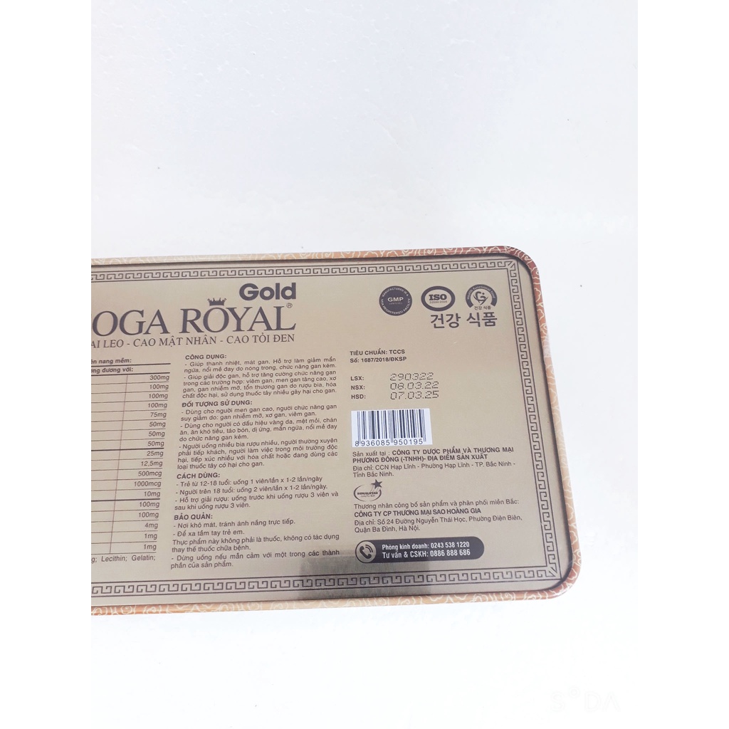 (CHÍNH HÃNG) Viên uống BOGA ROYAL giúp bảo vệ tế bào gan, mát gan, thanh nhiệt, giải độc