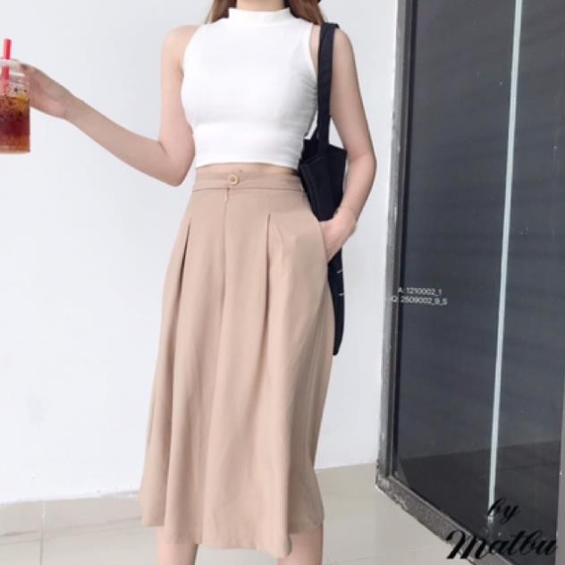 Quần ống rộng đũi xuông xếp ly siêu Hot_N002