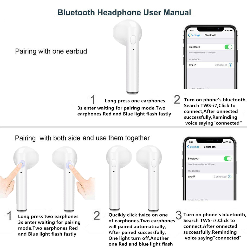 Tai Nghe Không Dây TWS Kebidumei I7S Kết Nối Bluetooth 5.0 Kèm Hộp Sạc