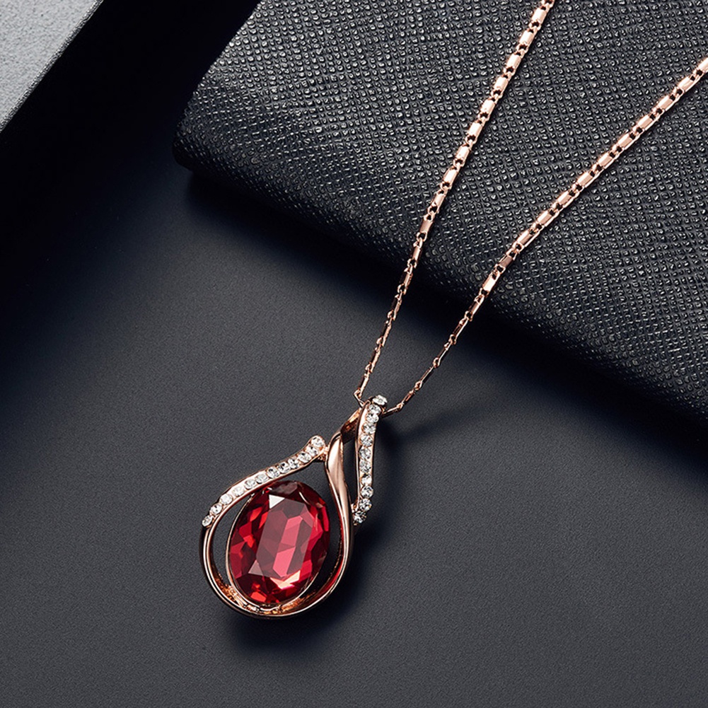 Vòng cổ + bông tai hình oval đính đá nhiều màu tự chọn