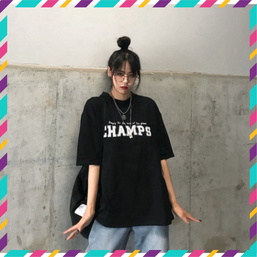 Áo Thun Tay Lỡ Form Rộng Champs Siêu Hot🍁 Áo thun Unisex nam nữ đều mặc được | BigBuy360 - bigbuy360.vn