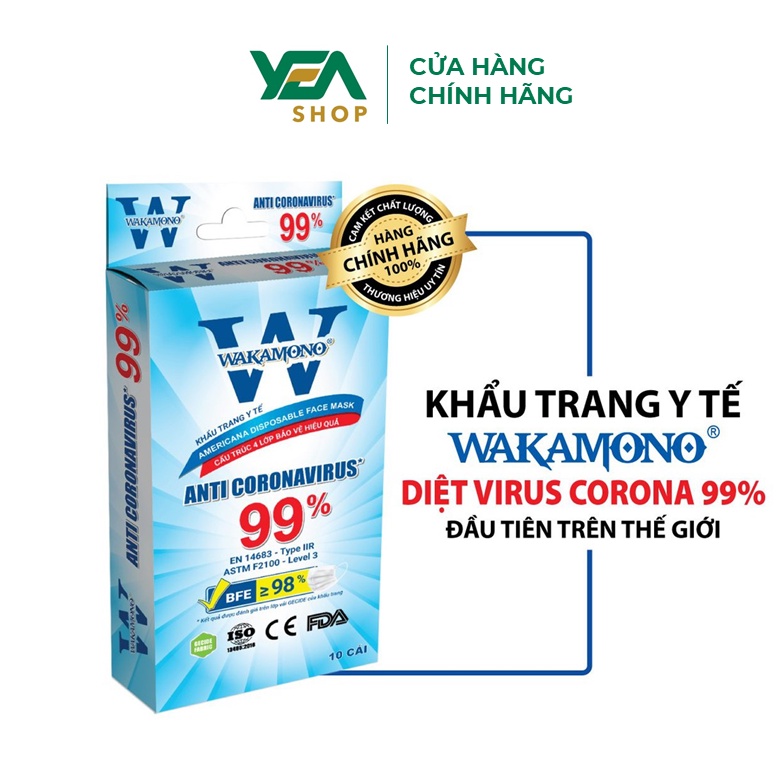 Khẩu trang Wakamono Người lớn - (4 Lớp, Hộp 10 Cái)