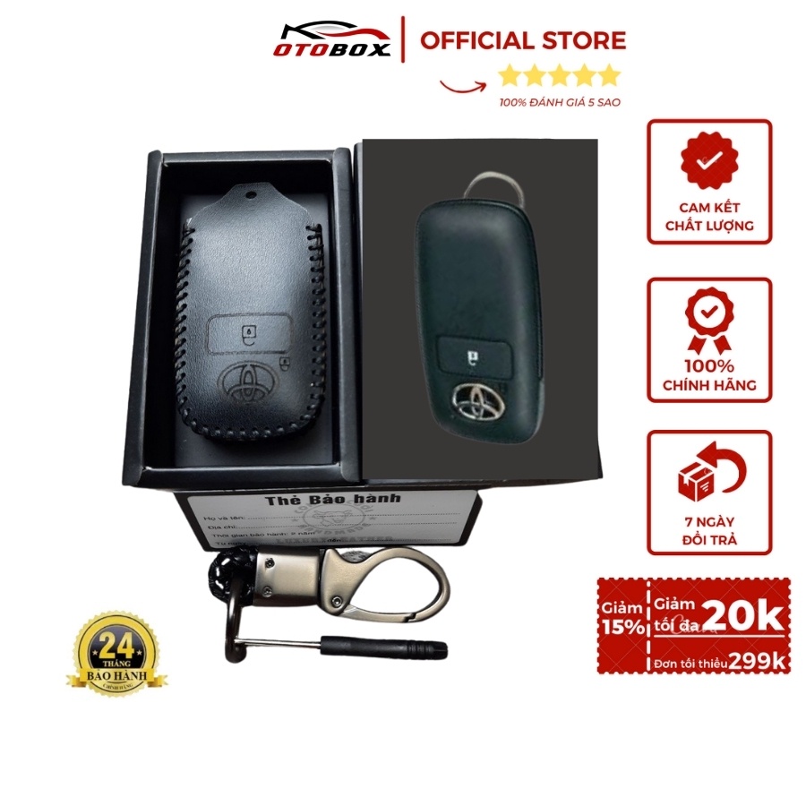 Bao da chìa khóa ô tô xe hơi Toyota raize, veloz, avanza bọc chìa khóa smartkey da thật chống xước chính hãng OTOBOX