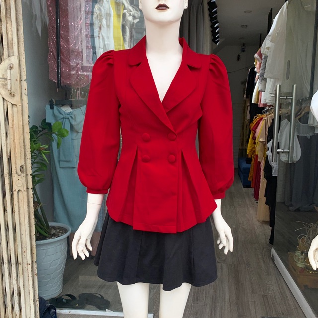 Áo vest đỏ 4 khuy siêu đẹp màu đỏ tôn da bần bật