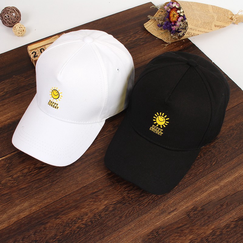 Mũ lưỡi trai in chữ và hình mặt trời cá tính phong cách Hàn Quốc