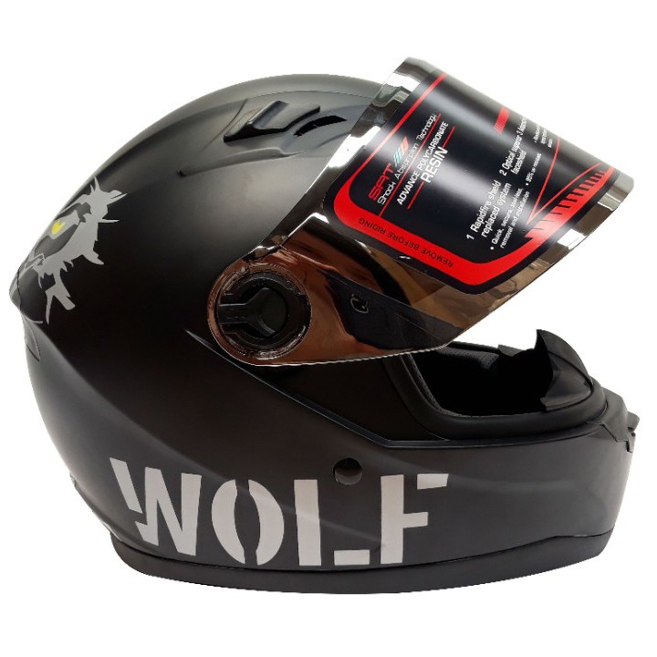 Mũ Bảo Hiểm Fullface WOLF Đen