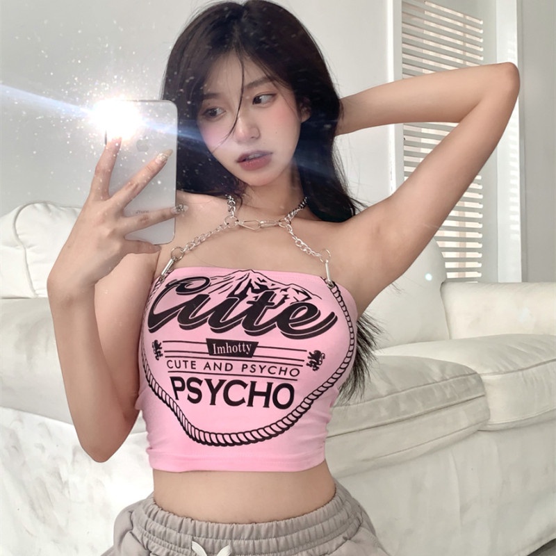 Áo Ống Phối Dây Xích Thời Trang Mùa Hè Quyến Rũ Dành Cho Nữ