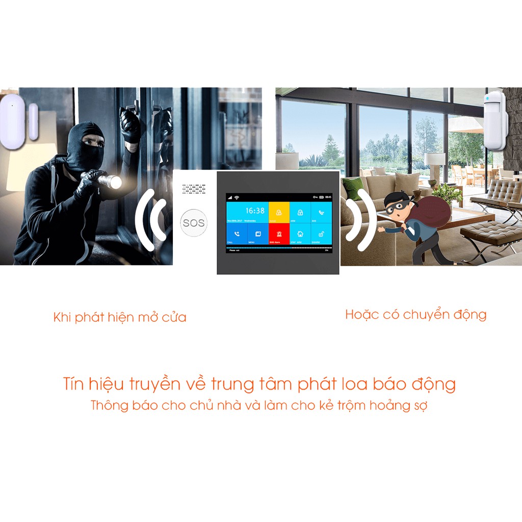 [Chính Hãng] Bộ Báo Động Chống Trộm Qua WIFI + Sim GSM Thông Minh TUYA SMARTLIFE Màn Hình Màu Cảm Ứng Z4