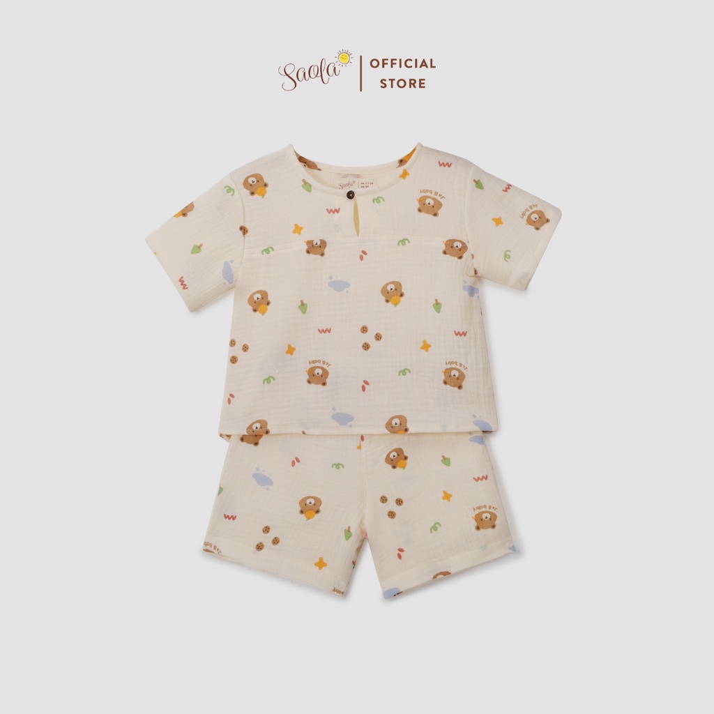 Bộ Áo Quần Cho Bé Trai/ Bé Gái Chất Liệu Muslin Thoáng Mát Mặc Hè -  BRAUN SET - SEM005 và SEM006 - SAOLA KIDS CLOTHING