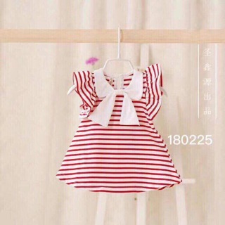 Áo váy cotton cổ nơ