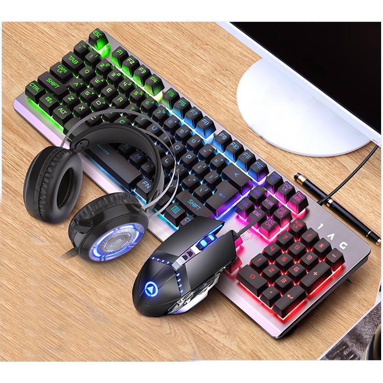 Combo 4 Món Gaming Bàn Phím RGB. Chuột Gaming, Tai Nghe 5.1, Lót Chuột Lớn K002