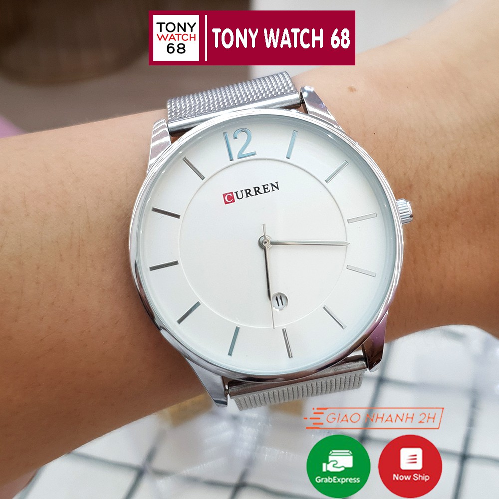 Đồng hồ nam Curren dây lụa mặt số vạch 40mm đơn giản thanh lịch chống nước chính hãng Tony Watch 68 | BigBuy360 - bigbuy360.vn