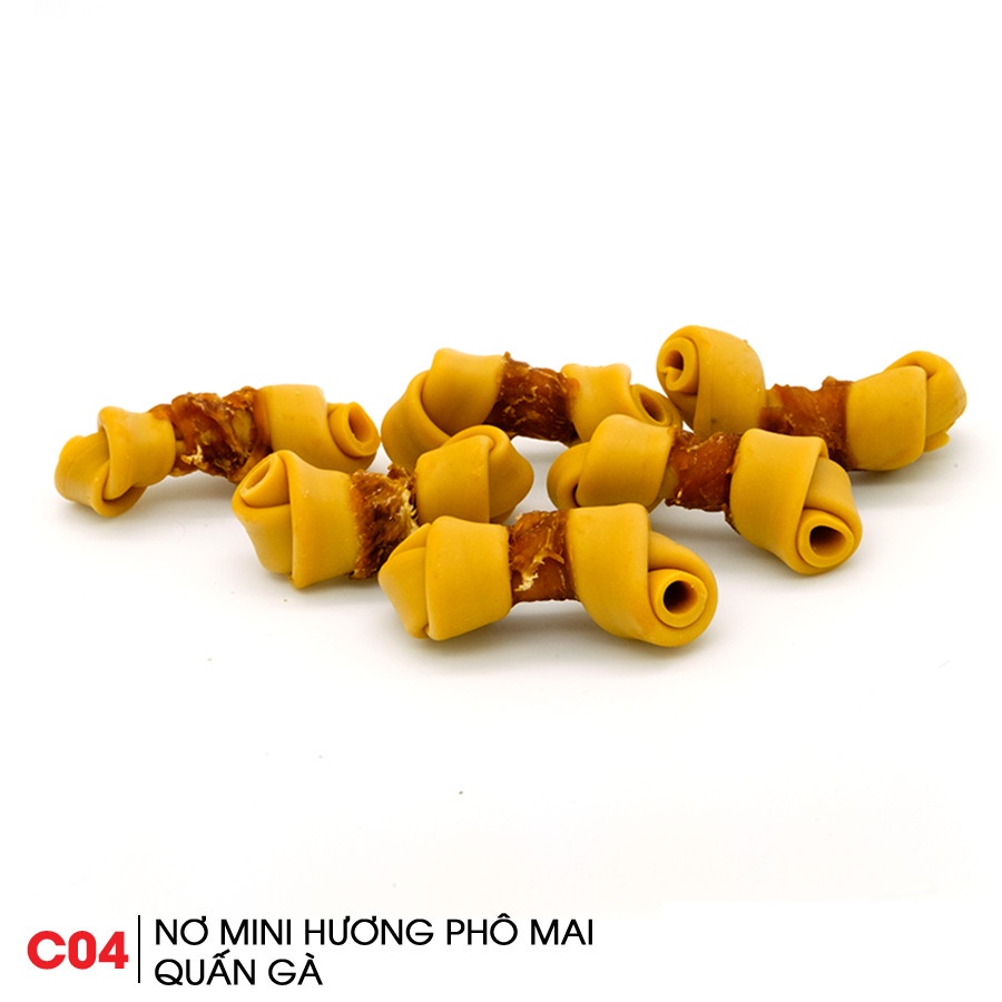 Xương nơ hương phô mai quấn gà mini cho chó INU gói 100g