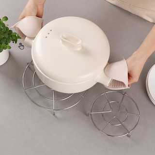 Vỉ hấp inox 3 chân có lót nhựa chống trầy hấp rau củ bánh bao tiện dụng kích thước 15x4cm đường kính 15cm 114g