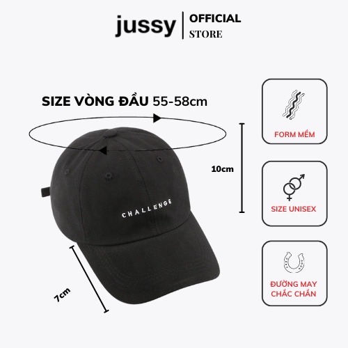 Mũ Lưỡi Trai Nam Nữ Jussy Fashion Nón Kết CHALLENGE Phong Cách Nón Lưỡi Trai Form Mềm Chất Vải Cotton Thoáng Mát