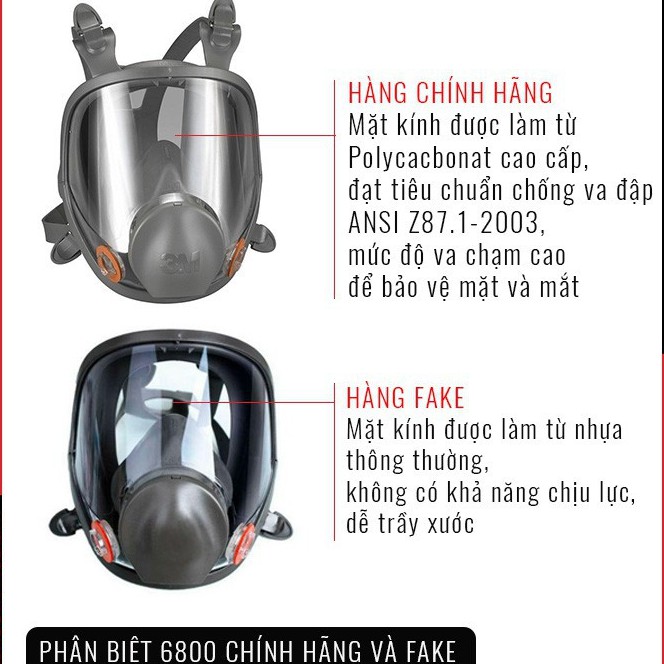 Mặt nạ phòng độc 3M 6800 kèm phin lọc 3m 6001 + bông lọc 3m 5N11 + Nắp giữ 501 - BHGT