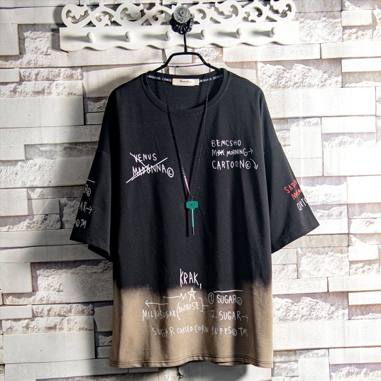 Áo Thun Nam Tay Lỡ Họa Tiết Chữ Loang Hai Màu Thời Trang Zenkocs3 MEN TOP 101