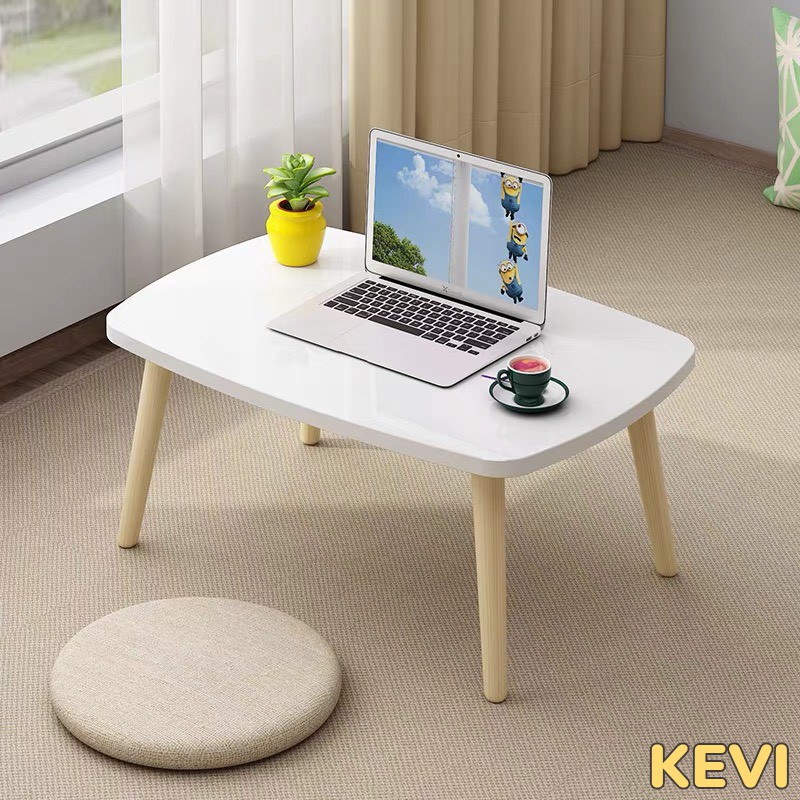 Bàn cafe, bàn trà ngồi bệt mặt hình chữ nhật màu trắng thương hiệu Kevi
