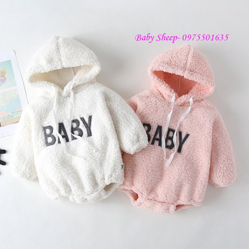 ⚡Bán Chạy⚡Trẻ Em - Áo lông cừu cao cấp có mũ trùm đầu bé trai và bé gái thêu chữ BABY