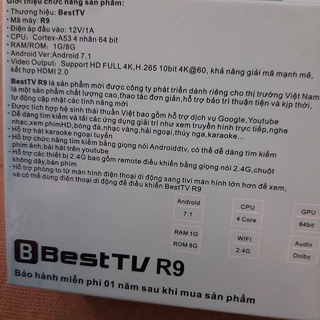 Tivi box android Bestv R9 kết nối internet