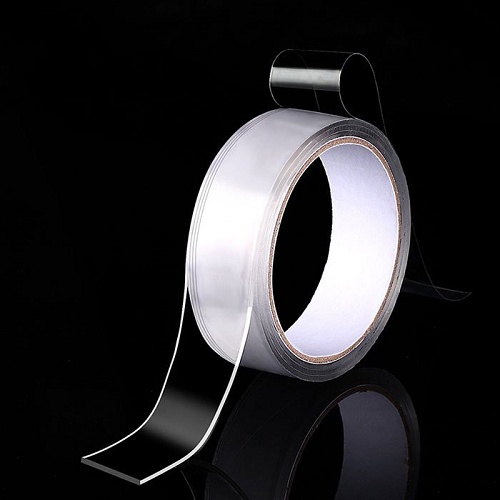 1 cuộn băng keo 2 mặt trong suốt chất liệu silicon siêu dính cuộn 3m