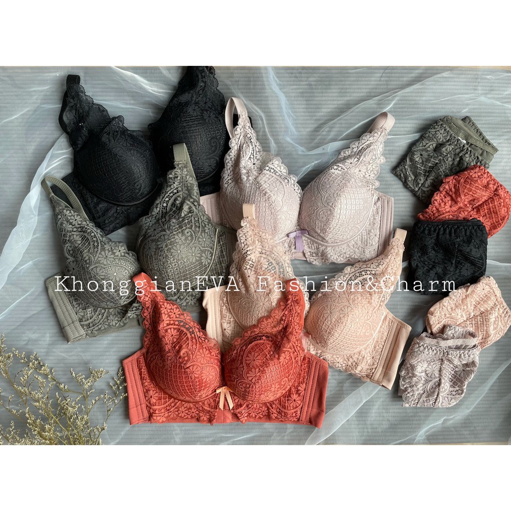 Set đồ lót quảng châu đệm dày , áo lót bản đúc không gọng 183 không gian eva KGE