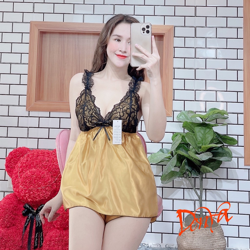 Đồ ngủ sexy bigsize không mút 2 dây phối ren, mịn mịn, quyến rủ, DN2