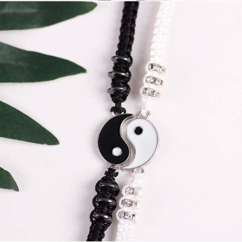 1/ 2 Vòng tay dây bện mặt hình bát quái phong cách cổ điển tùy chọn màu sắc
