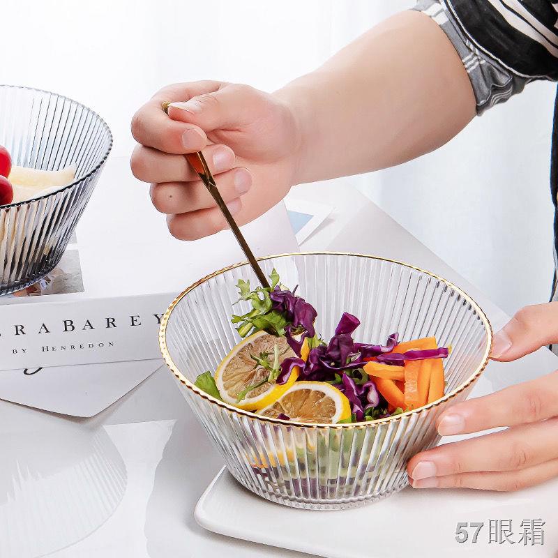 QNhật Bản bát thủy tinh pha lê sáng tạo trong suốt dễ thương bát salad trái cây bộ đồ ăn giá trị cao hiện đại gia dụng b