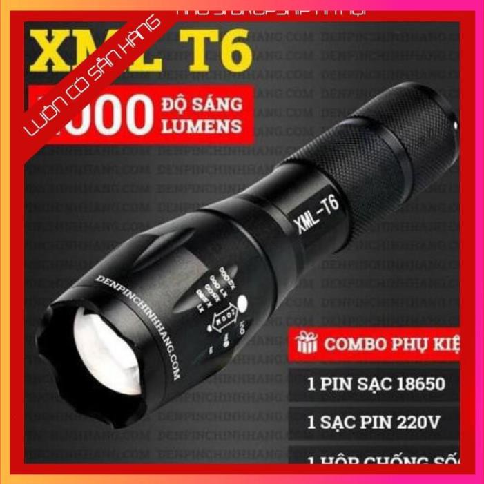 Đèn pin siêu sáng bóng led xml t6 police bin mini cầm tay chống nước tự vệ chuyên dụng   -KSHN