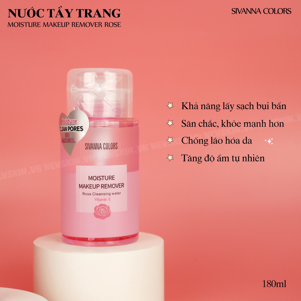 Nước Tẩy Trang Sivanna Colors Moisture Makeup Remover Rose HF103 180ml