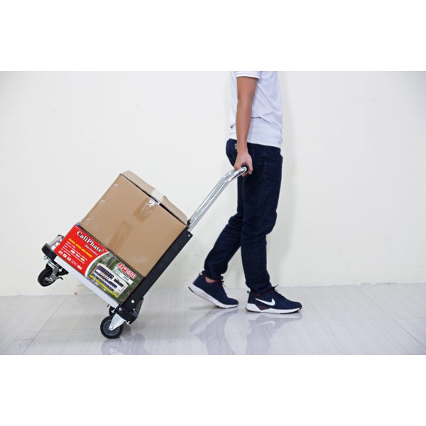 Xe đẩy hàng 4 bánh 150kg siêu rút gọn nhập khẩu Advindeq HT-150A, bánh xe chống ồn chốt hãm,xe kéo hàng đa năng mini