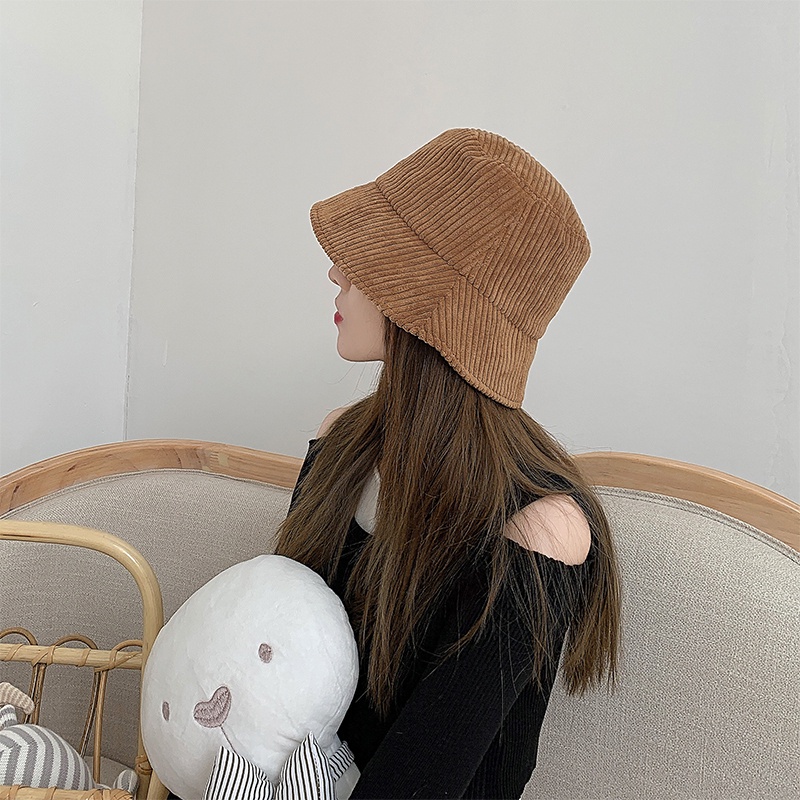 Mũ Bucket Chất Nhung Phong Cách Thời Trang Thu Đông Nhật Bản Dành Cho Nữ