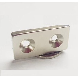 Nam châm đất hiếm 40x20x5mm 2 lỗ Vát dùng để bắt vít