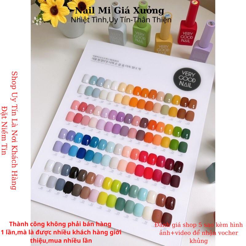 Sét Sơn Very Good Nail 60 Màu Hàn Quốc Cao Cấp Siêu Bóng-Tặng Bảng Màu+Kèm Base Top