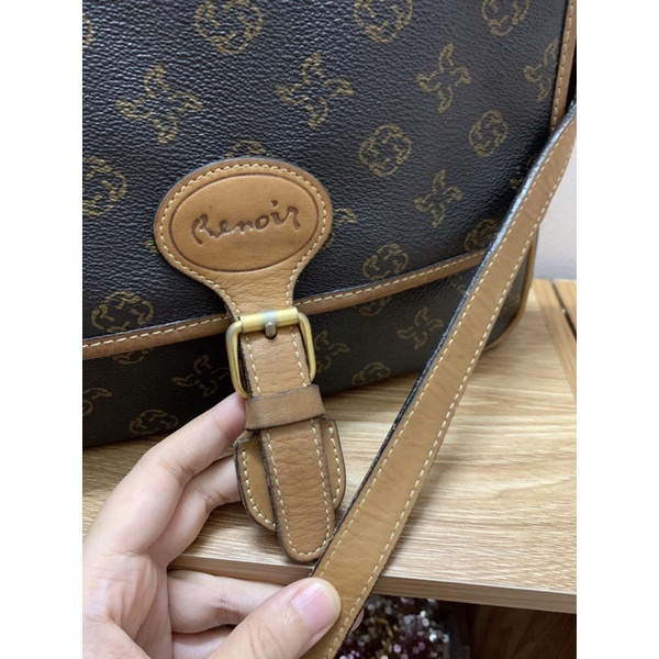 Túi đeo chéo canvas phối da hiệu RENOIR