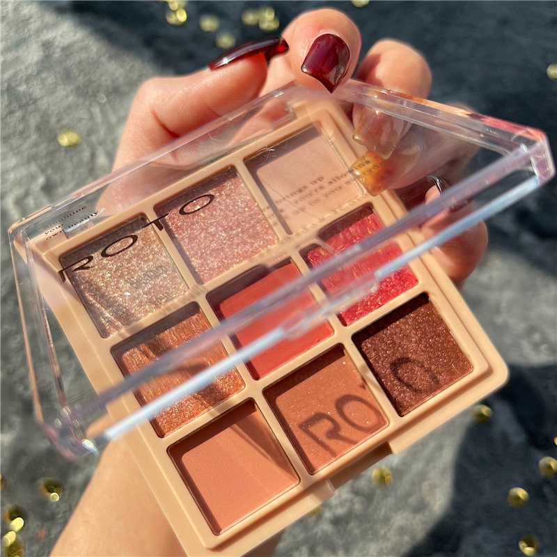 [Hàng mới về] Bảng phấn mắt 9 tông màu lì lấp lánh chống thấm nước chất lượng cao