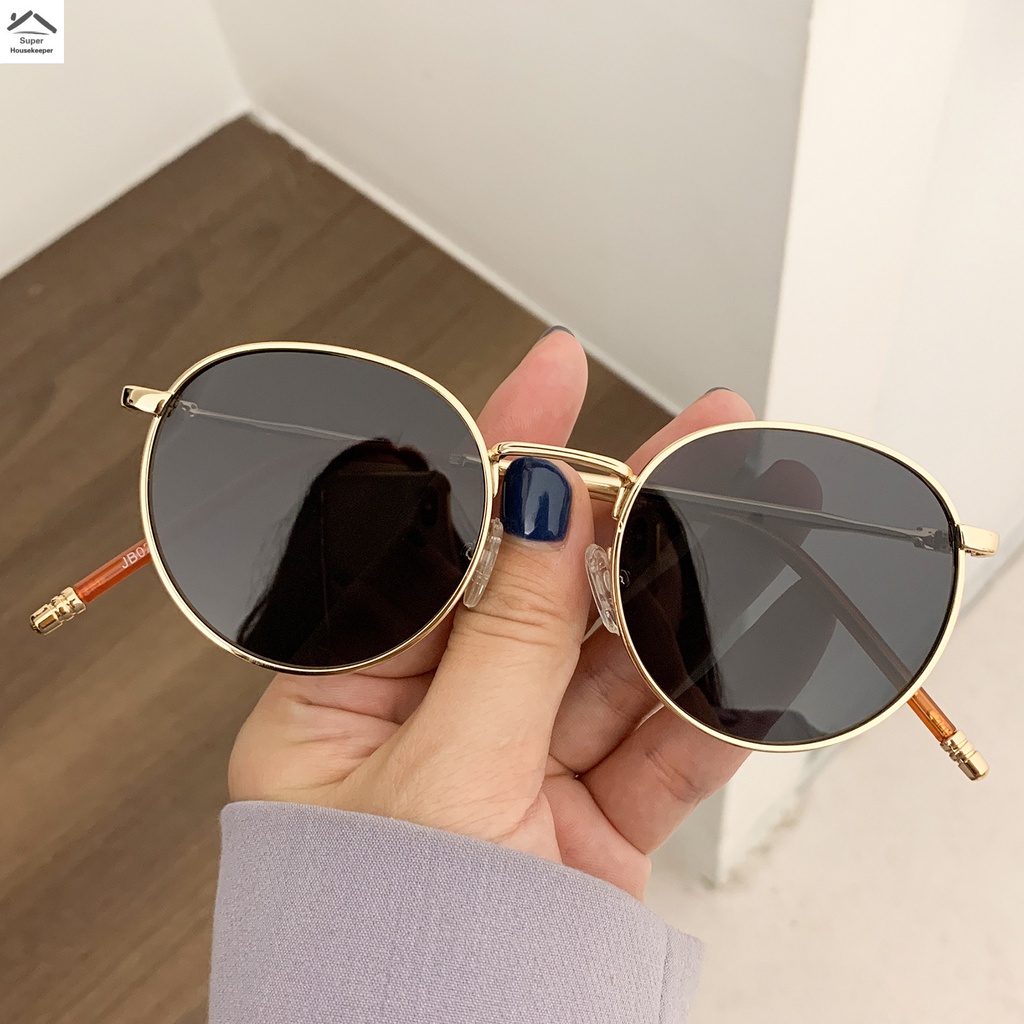 Kính Mát Gọng Oval Kim Loại Chống Tia UV400 Chống Lóa Thời Trang Cho Nam Và Nữ
