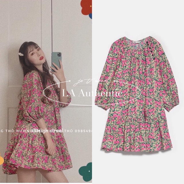 ZARA SPAIN AUTH - VÁY HOA HỒNG