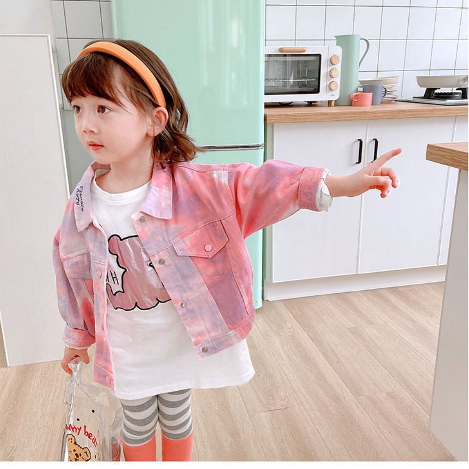 Áo Khoác Denim Họa Tiết Rằn Ri Cá Tính Cho Bé Gái