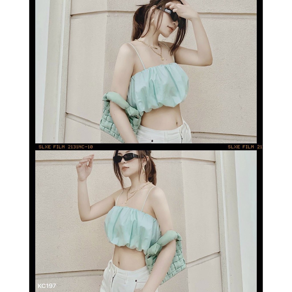 (HÌNH THẬT) Áo Croptop Xanh Mint
