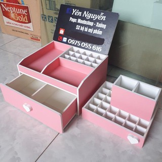 Combo 3 món kệ đựng mĩ phẩm , khay son , lọ đựng cọ