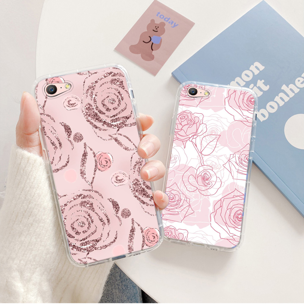 OPPO F5 A73 F7 F9 R9S F9 Pro Reno 2 2F 2Z 3 4 4G 4 Pro 4G Transparent soft Case 93U Luxury rose flower